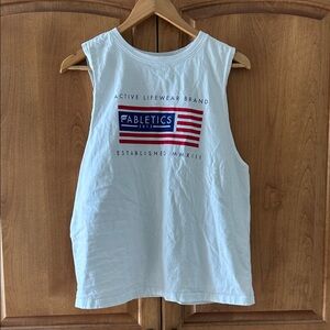 {Fabletics} White cotton sleeveless muscle tee